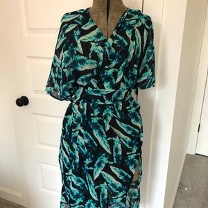 Swim Cover-Up Feather Print Beach Wear Sarong Teal